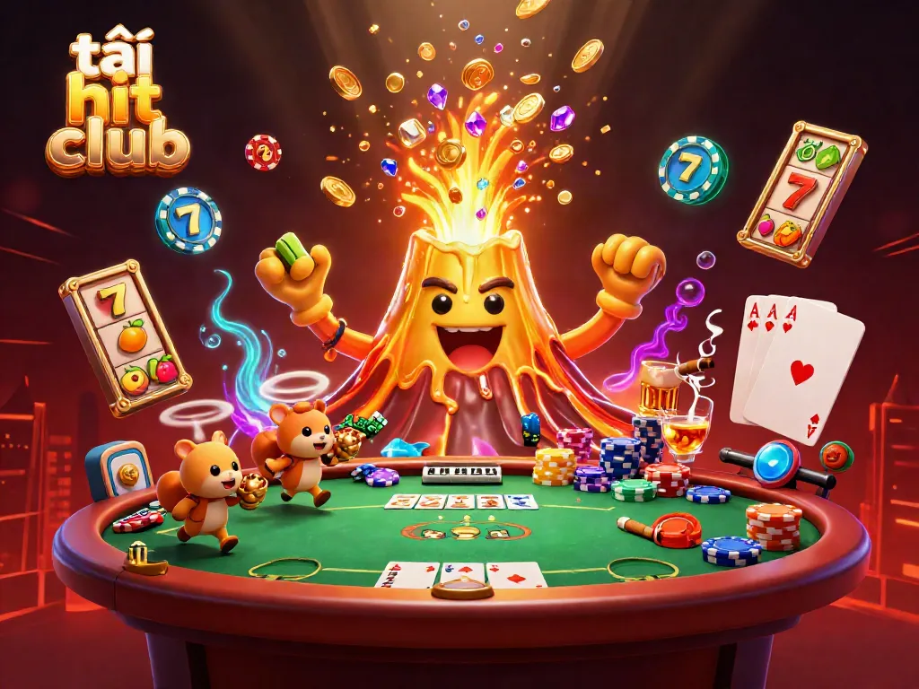 Win big and experience excitement with tải hit club jackpot slots in this colorful volcanic scene.