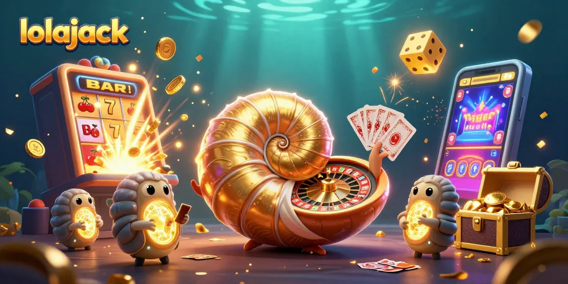 Experience the excitement of lolajack casino with dynamic games and vibrant visuals in this illustrative art.