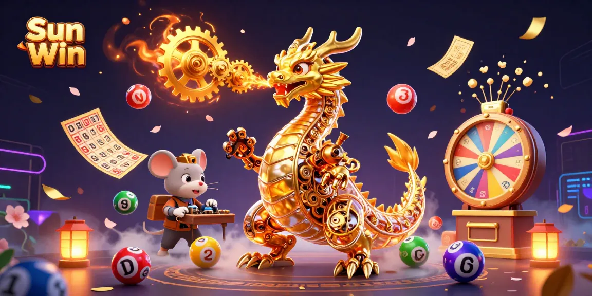 Experience thrilling gameplay with Sun Win’s colorful elements, like lottery balls and game cards.